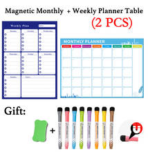 2Pcs Magnetic Monthly + Weekly Planner Table Dry Erase Whiteboard Fridge Sticker A3 Size 11.69" X 16.53" Schedules Message Board 2024 - buy cheap