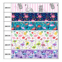 New cartoon 10yards different sizes cute Flamingo ribbon printed grosgrain ribbon 2024 - buy cheap