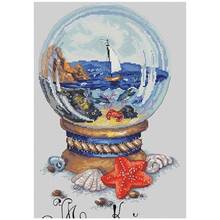 TOP Coastal scenery in crystal ball Counted Cross Stitch  11CT 14CT 18CT DIY Cross Stitch Kits Embroidery Needlework Sets 2024 - buy cheap