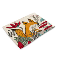 42*32cm Cute Fox Pattern Placemat Cartoon Dining Table Mat Tea Coaster Cotton Linen Pad Cup Mats Home Decor 2024 - buy cheap