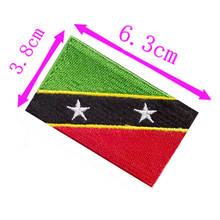 Parche bordado con bandera de país de Saint Kitts y Nevis, Parche de 6,3 cm de ancho, bordado, borde de corte caliente, Basseterre, Estrella 2024 - compra barato