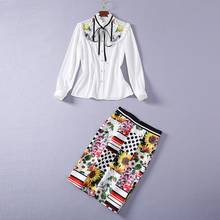 Y ROPA Europea americana para mujer, camisa de manga larga con estampado de flores y lunares, trajes de moda 2021 2024 - compra barato