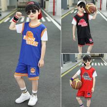 Camiseta deportiva de verano para niños, conjunto de ropa de entrenamiento de baloncesto, 2 piezas, Top + Pantalones cortos, ropa para niños de 2 a 16 años 2024 - compra barato