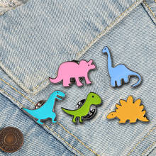 Kawaii Dinosaur Brooch Cute Beast Wild Animal Enamel Pins BackPack Clothes Lapel Pin Button Metal Badge Cartoon Jewelry for Kids 2024 - buy cheap