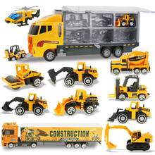 Big Container Truck with 1:64 Scale Alloy Engineering Tractor Fire Truck Model Diecast Vehicle Car Toys for Boys Children Gift 2024 - buy cheap
