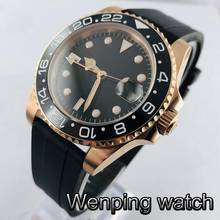 Bliger 40mm men's sterile top luxury mechanical watch rose gold case sapphire glass luminous rubber strap men's automatic watch 2024 - buy cheap