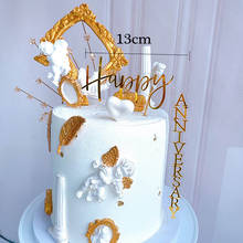 INS Happy Birthday Cake Topper Gold Acrylic Novelty Vertical Wedding Cake Topper For Anniversary Birthday Party Cake Decorations 2024 - buy cheap