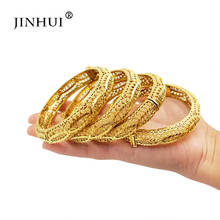 Jin Hui New Fashion Luxury Gold Color Jewelry Bangles for Women Ethiopian Bracelets African Party Saudi Arabia wedding Gifts 2024 - buy cheap