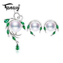 Fenasy conjunto de joias femininas de prata esterlina 925, esmeralda verde esmeralda natural de água doce, brincos e colar com pingente 2024 - compre barato