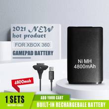 Batería recargable de 4800mAh + cargador USB, paquete de Cable para XBOX 360, controlador inalámbrico, Gamepads, batería de repuesto 2024 - compra barato