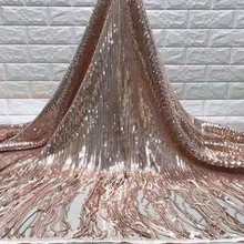 High quality sequins tassel sequins French mesh African lace fabric Nigeria lace party evening dress skirt 5 yards 2024 - buy cheap