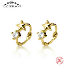 925 Sterling Silver Hoop Earrings Small Delicate Star Ear Buckle Female Sweet Simple Korean Version Earring for Women Jewelry 2024 - buy cheap