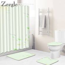 Zeegle 4pcs Bath Mat Set Flannel Toilet Doormat Washable Bathroom Foot Rug Toilet Shower Curtain Lid Toilet Cover Anti-slip Mat 2024 - buy cheap