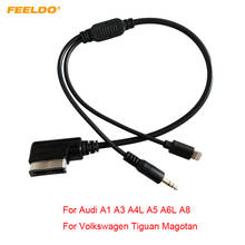 Feeldo 5 pces carro ami/mdi interface para 3.5mm macho áudio aux + lightning jack carga só adaptador cabo para audi/volkswagen # am6214 2024 - compre barato