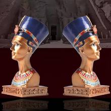 Retro Egyptian King TUT Pharaoh Queen Head Portrait Figurine Resin Arts Crafts Egypt Home Decoration Miniature Ornaments 2024 - buy cheap