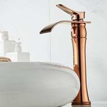 Vidric Basin Faucet Rose Gold Bathroom Faucet hot and cold Gold Crane Brass Basin Faucet Waterfall Sink Faucet Single Handle wat 2024 - buy cheap