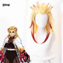 Peluca de Anime japonés Demon Slayer: Kimetsu no Yaiba para mujer, peluca de cosplay Rengoku Kyoujurou, peluca Rengoku Kyoujurou 2024 - compra barato