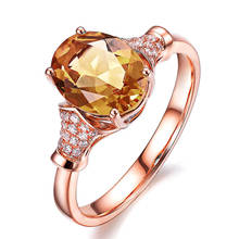 Champagne citrine gemstones 5A zircon diamonds Rings for women rose gold color yellow crystal jewelry bijoux bague gift party 2024 - buy cheap