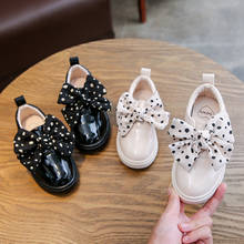 Spring Autumn Girls Shoes British Patent Leather Priness Shoes Dot Butterfly-Knot Casual Shoes Big Girls Flats Black Loafers 2024 - buy cheap