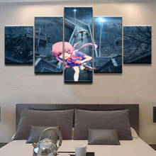 Lona hd impresso arte da parede posters 5 painel animação mirai nikki pintura casa decorativa fotos modulares para o quarto moderno 2024 - compre barato