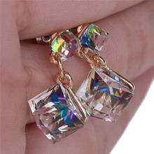Pendientes de cristal con diamantes de imitación para mujer, aretes de circonita, joyería nupcial para boda 2024 - compra barato