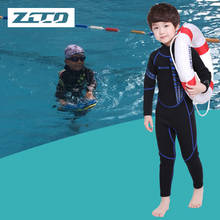 Trajes de neopreno de cuerpo completo para niños y niñas, traje de baño de manga larga de 3MM para surf, buceo, mantiene el calor en la espalda, con cremallera 2024 - compra barato