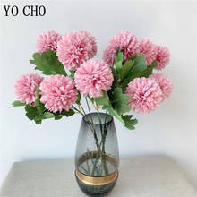 YO CHO 2 Heads Silk Pompon Artificial Flower Fake Dandelion Flower Arrangement Onions Ball Home Party Wedding Decor DIY Bouquet 2024 - buy cheap