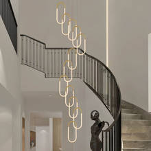 Ouro moderno led lustre de iluminação salão espiral escada pendurado lâmpada corpo emissor luz 360 loft lustres iluminação interior 2024 - compre barato