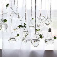 1 шт. креативная висячая стеклянная ваза прозрачный гидропоники контейнеры для террариума цветочный горшок для садового растения, дома, свадебное украшение 2024 - купить недорого