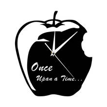 Once Upon A Time сказочные черно-белые настенные художественные современные настенные часы с надкушенным яблоком бесшумные кварцевые настенные часы домашний декор часы 2024 - купить недорого