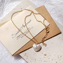 Lii Ji-collar con colgante en forma de corazón para mujer, Perla de agua dulce, oro de 14 quilates, 38 + 5cm, regalo de moda 2024 - compra barato