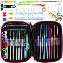 100PCS Knitting Tool Set include 22pcs Metal Crochet Hook and Leather Sheath Bag  Crochet Needles Sewing Tools Weaving Tool 2024 - buy cheap