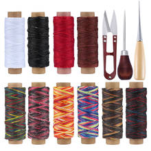 LMDZ-Kits de hilo encerado de cuero para manualidades, herramientas de costura con punzón, tijeras, hilo de costura a mano, encerado plano, 10 Uds. 2024 - compra barato