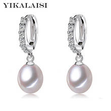 YIKALAISI Natural Freshwater Pearl Jewelry For Office Women 8-9mm Drop 925 Sterling Silver Earrings White Pink Purple Black 2024 - buy cheap