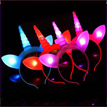 Diadema de iluminación LED de varios colores para Halloween, diadema con forma de cuerno de buey y demonio, orejas brillantes para boda, cumpleaños, Navidad, Fiesta de Luces 2024 - compra barato