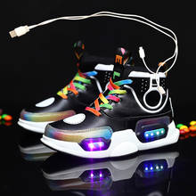 Детские светящиеся кроссовки, яркие сетчатые кроссовки со светодиодной подсветильник кой, зарядка через USB, для мальчиков и девочек, детская обувь, 2020 2024 - купить недорого