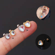 1Piece Diameter 0.8mm Piercing Stud Earrings for Women 2021 Trendy New Cute Round Heart Moonstone Earrings Gifts for New Year 2024 - buy cheap