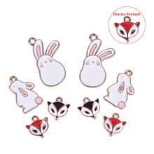 10Pcs/Set Handmade Material Metal Enamel Rabbit Fox Jewelry Making Girl DIY Gold Bracelet Pendants Necklace Earring 2024 - buy cheap