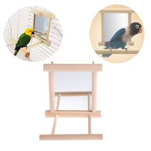 Pet Bird Mirror Wooden Play Toy with Perch For Parrot Budgies Parakeet Cockatiel Conure Finch Lovebird 2024 - buy cheap