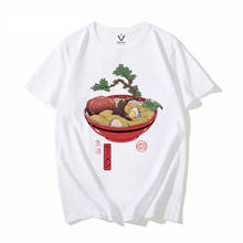 Camiseta de Ramen de bonsái de estilo japonés para hombre, camisa informal Harajuku de manga corta, vintage, blanca, unisex, ropa de calle 2024 - compra barato
