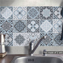 Moroccan Blue Tiles Wall Sticker PVC Self-Adhesive Tile Decals for Kitchen Decoration DIY Waterproof Furniture Bathroom Design 2024 - buy cheap
