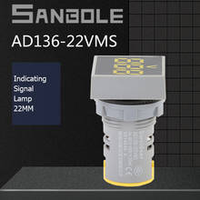 Mini voltímetro LED, indicador de fuente de alimentación, lámpara de señal, muestra el número, 220V, superficie de voltaje, círculo cuadrado, 22mm, luces altas 2024 - compra barato