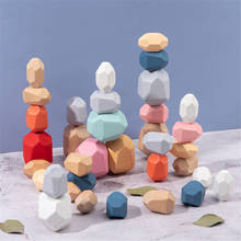 Juego de mesa apilado de madera para niños, juego de bloques de construcción de piedras apilables, de colores del arcoíris, regalo para niños 2024 - compra barato