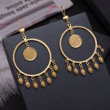 Wando Female fashion Gold earrings Earrings for Women African Jewelry Ethiopian Gold Color Bigger Earring Wedding Earrings 2024 - buy cheap