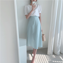 High-waist Solid A Line Skirts Simple New Korean Chic Office Lady Femme Faldas Elegant Fresh Sweet Jupe for Women Summer 2021 2024 - buy cheap