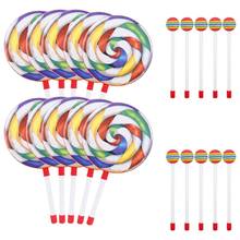 10Pcs 8 Inch Lollipop Shape Drum With Rainbow Color Mallet Music Rhythm Instruments Kids Baby Children Playing Toy 2024 - купить недорого