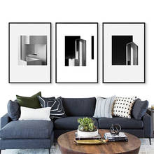 Poster abstrato moderno minimalista, preto e branco, tela de impressão casual simples, para sala de estar, estudo, decoração de casa 2024 - compre barato
