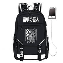 Attack on Titan Wings of Freedom Printing Backpack Unisex Travel Backpack USB Interface Laptop Backpack Canvas School Book Bags 2024 - buy cheap