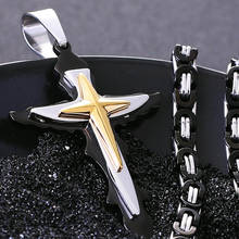 Распятие католический крест педант ожерелье из толстой нержавеющей стали ожерелье s длинное персонализированное католическое ожерелье мужские ювелирные изделия подарок 2024 - купить недорого