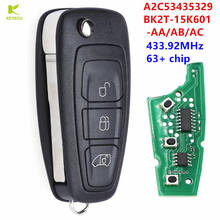 KEYECU Replacement Remote Flip Key fob 433.92MHz 63+ chip for Ford Transit Custom 2012-2016 BK2T-15K601-AA/AB/AC A2C53435329 2024 - buy cheap